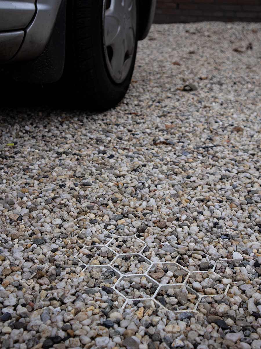 EuroGravel PRO Kiesgitter mit Unkrautvlies weiß pro qm