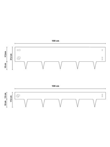 Abmessungen von alle Varianten von Multi-Edge METAL Schwarz